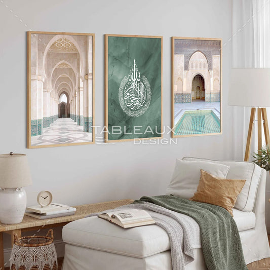 Éclat spirituel : Triptyque islamique en harmonie divine - tableauxdesign