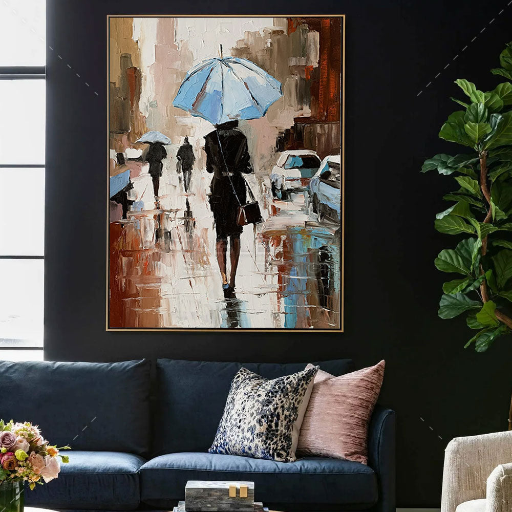 Silhouette sous la pluie