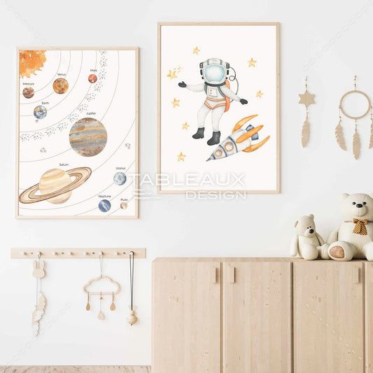 Exploration spatiale : Deux aventures cosmiques en un tableau diptyque - tableauxdesign