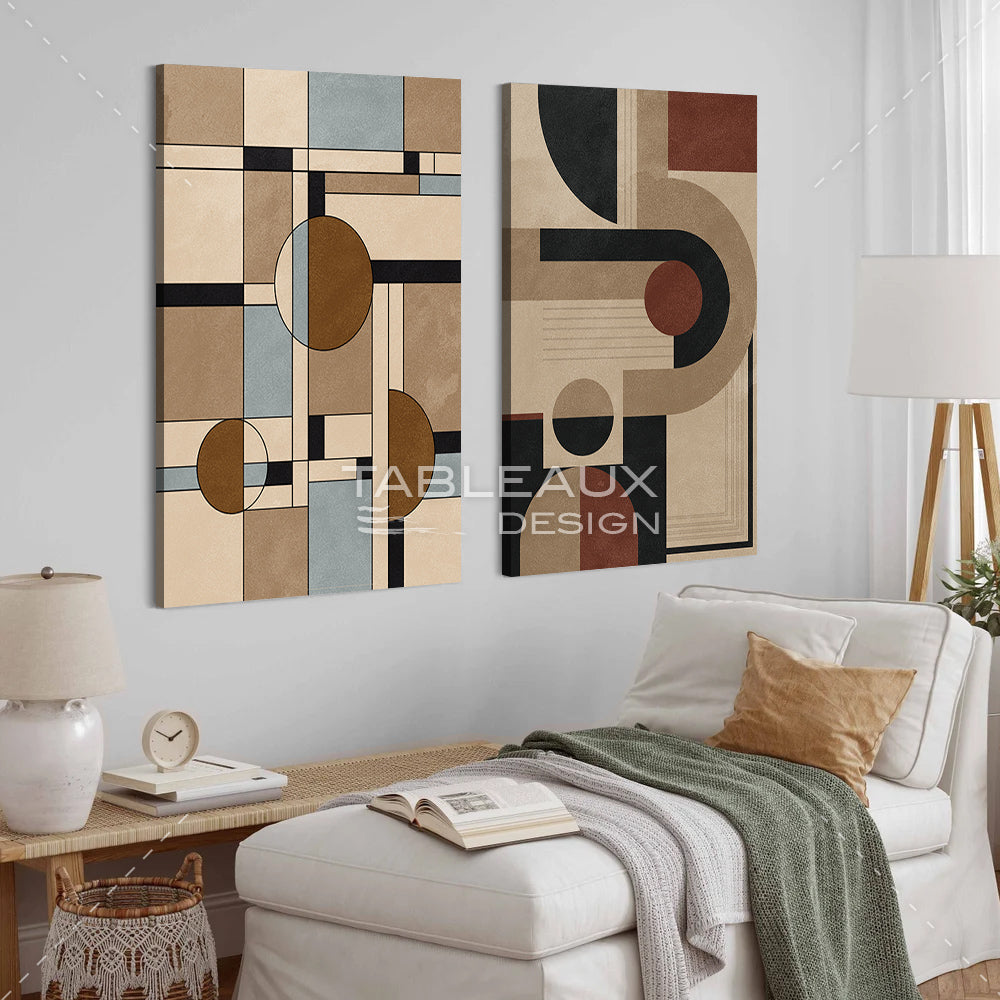 Échos terrestres : La dualité des formes marron - tableauxdesign