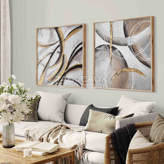 L'or de l'abstraction : un diptyque en deux tableaux - tableauxdesign