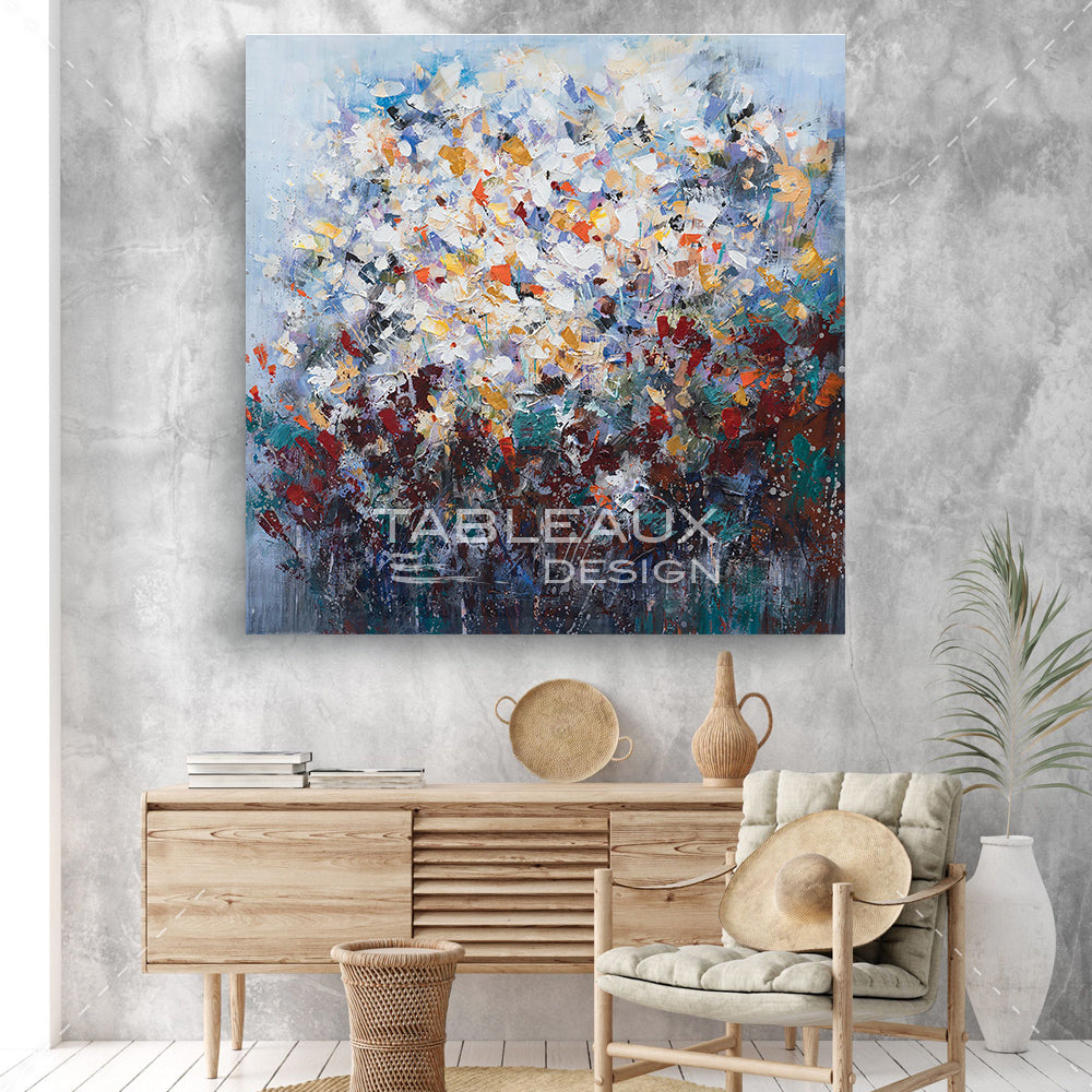 L'explosion des couleurs : un tableau abstrait dynamique et expressif